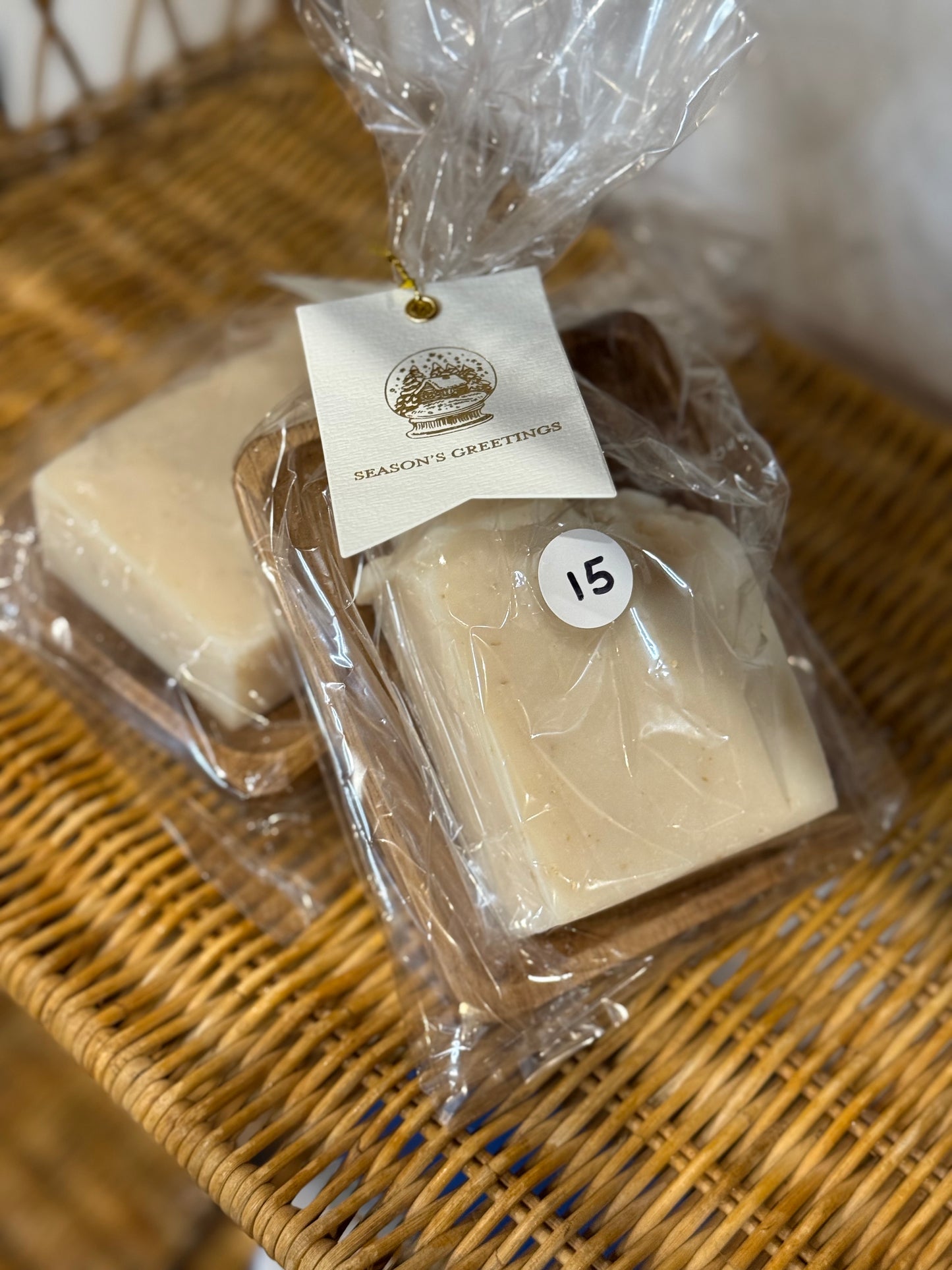 Handmade Oats & Honey Soap + Wooden Dish