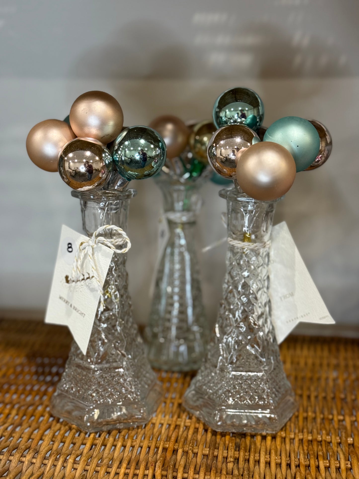 Ornament Bouquet in Vintage Crystal Vase