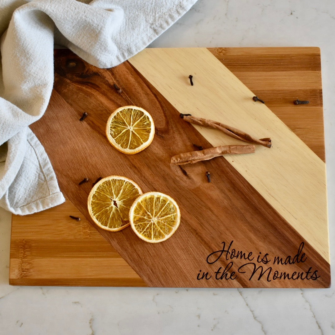"Home Is Made in the Moments" – Handcrafted Cutting Board (11"x14")