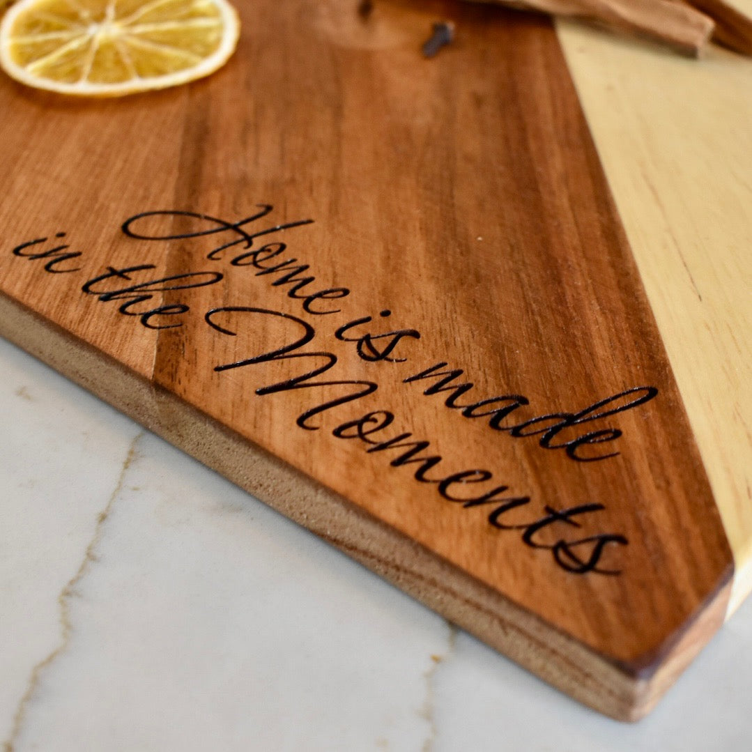"Home Is Made in the Moments" – Handcrafted Cutting Board (11"x14")